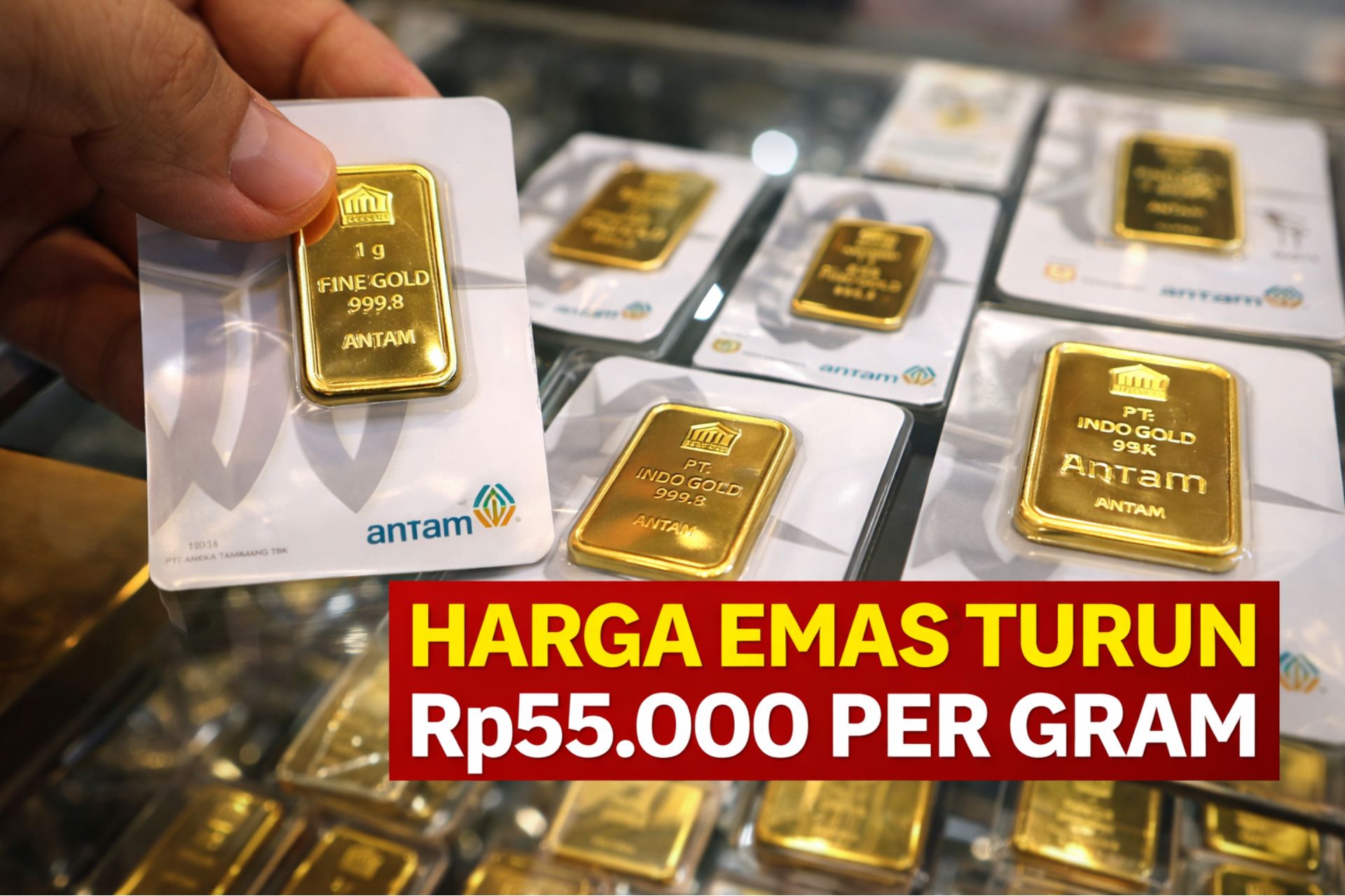Harga Emas Hari Ini Tiba-Tiba Anjlok, Antam Turun Rp55.000 per Gram